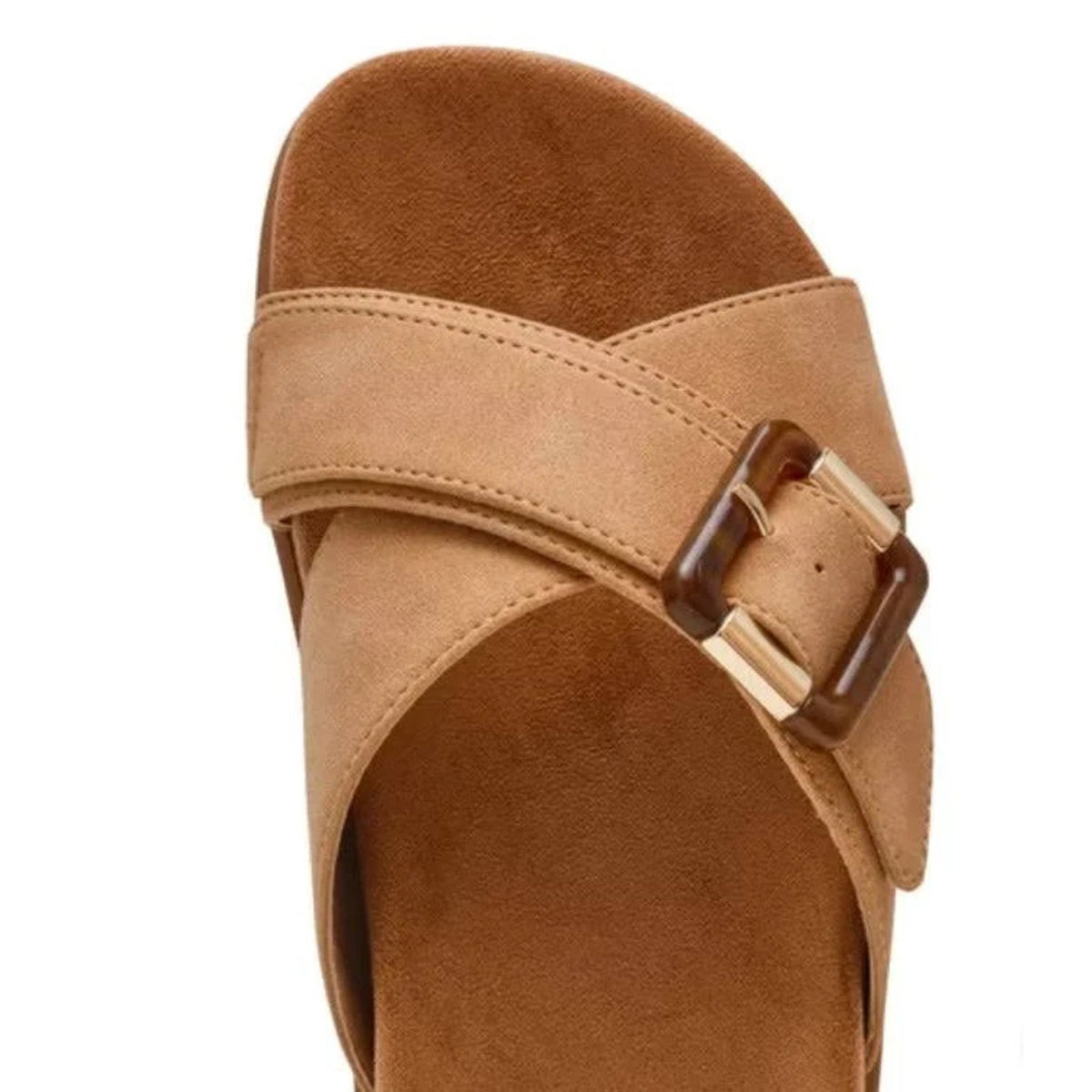 DV Dolce Vita Usha Womens Tan Buckle Slide Sandals Size 8