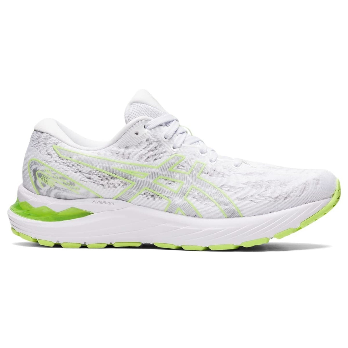 ASICS Women's Gel Cumulus 23 Running Shoes, White/Lime Green 8.5 B