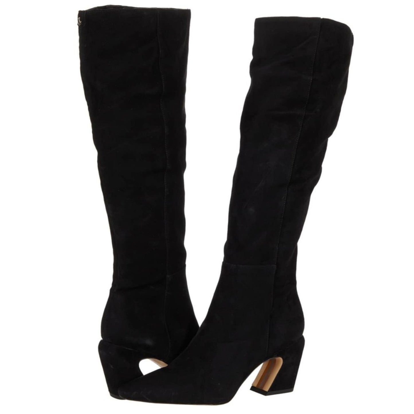 Sam Edelman Sulema Black Block Heel Pointed Toe Suede Knee High Boots 8.5 M