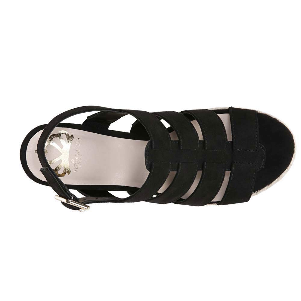 Fergalicious Violet Women’s Black Wedge Sandals Suede Size 8 M