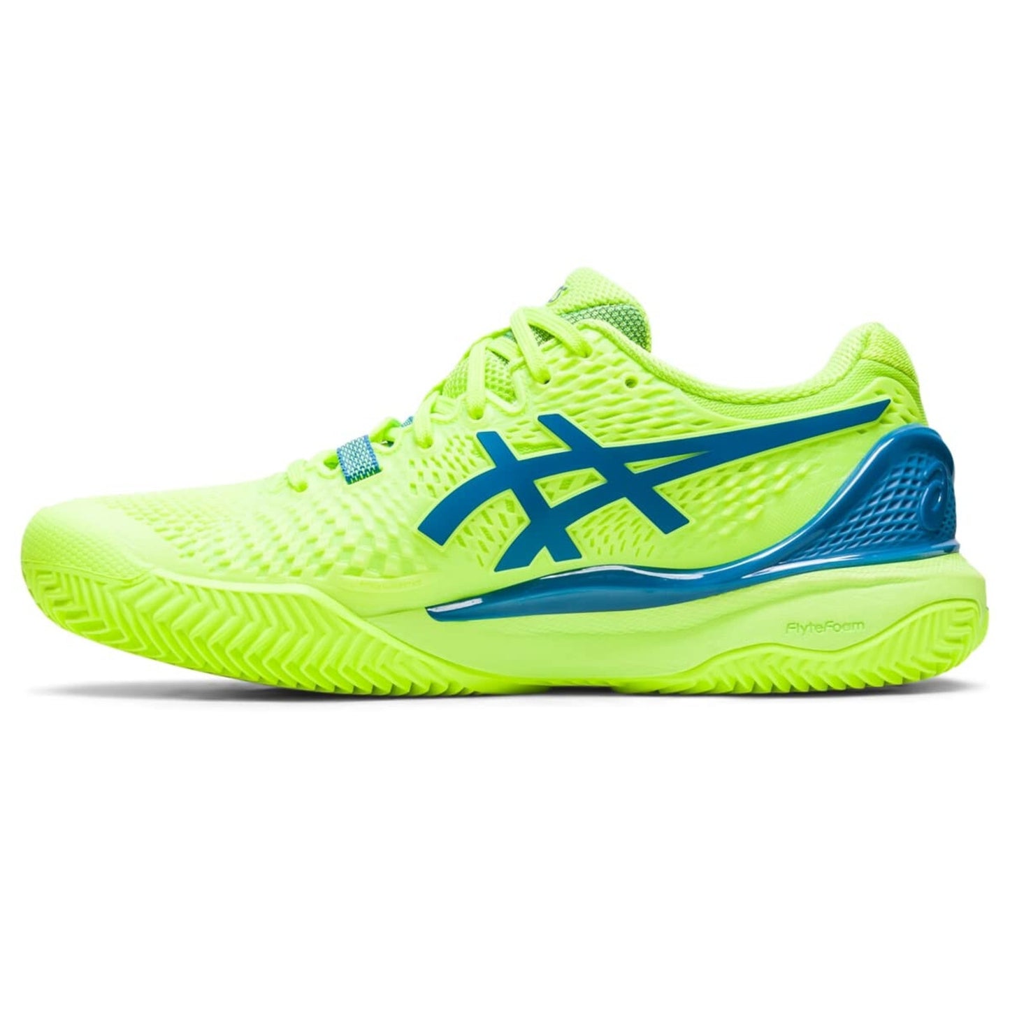 ASICS Women's Gel-Resolution 9 Clay Tennis Shoes Hazard Green/Reborn Blue 12 B