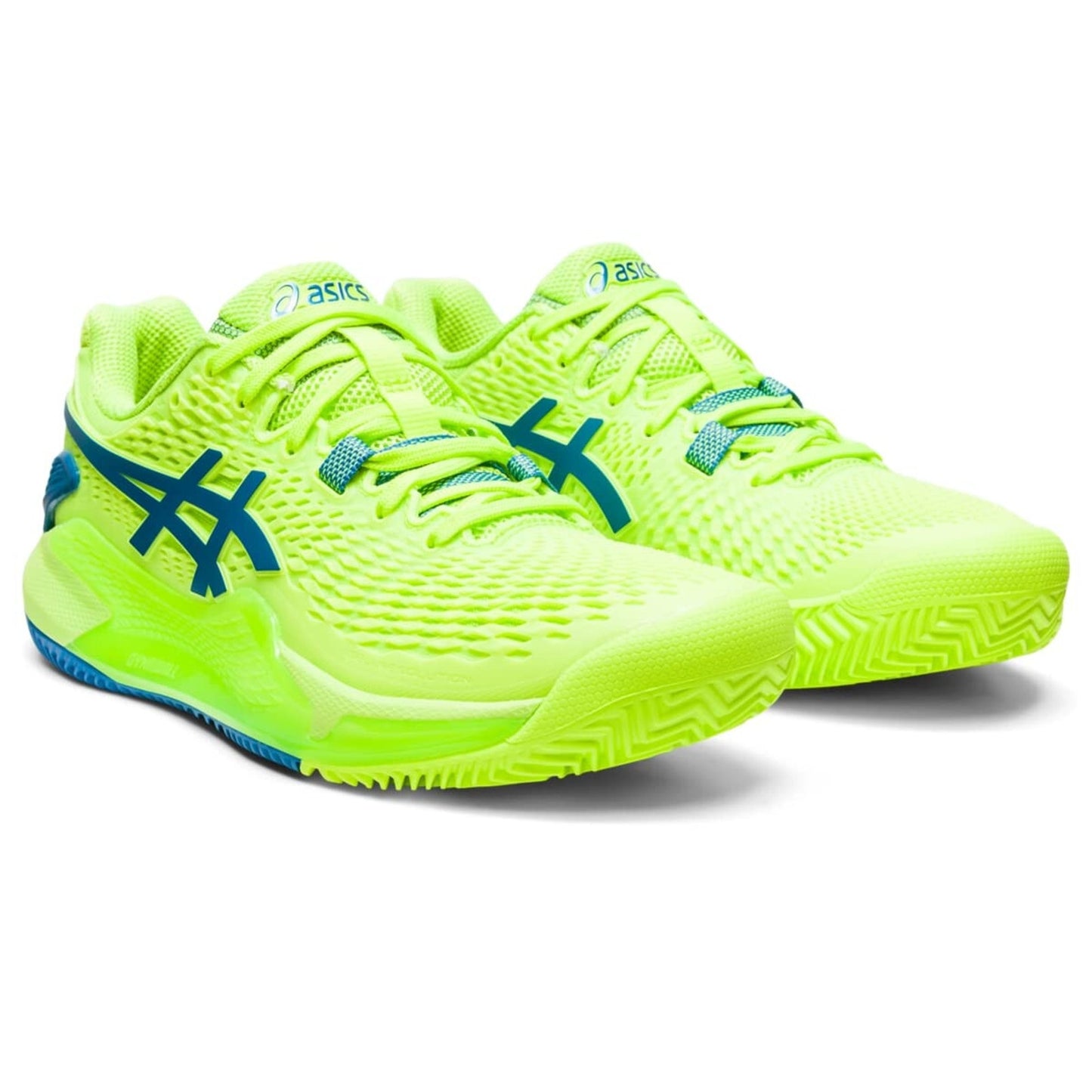 ASICS Women's Gel-Resolution 9 Clay Tennis Shoes Hazard Green/Reborn Blue 12 B