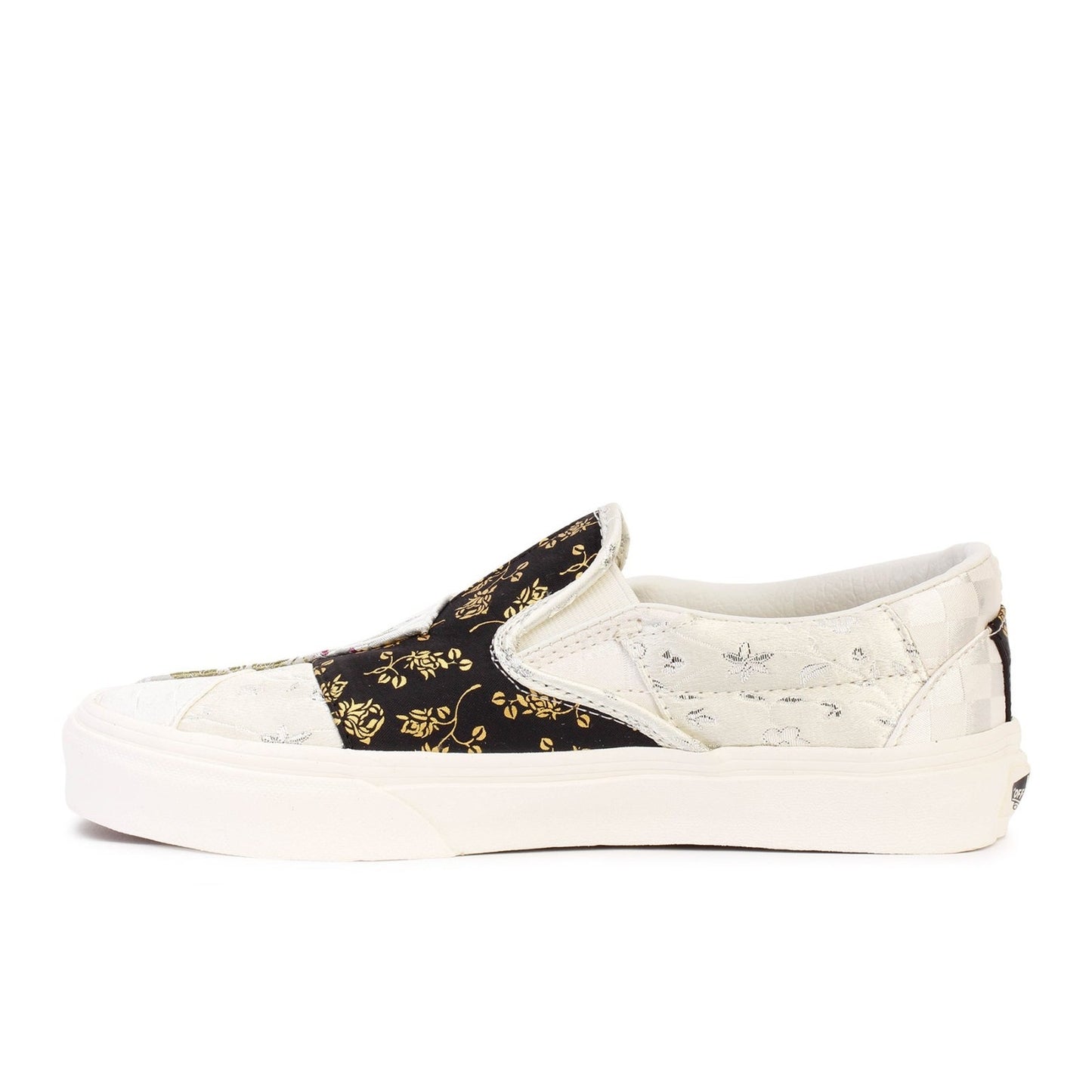 Vans Slip-On Shoes White Floral Patchwork Brocade Skate Textile Women Size 8