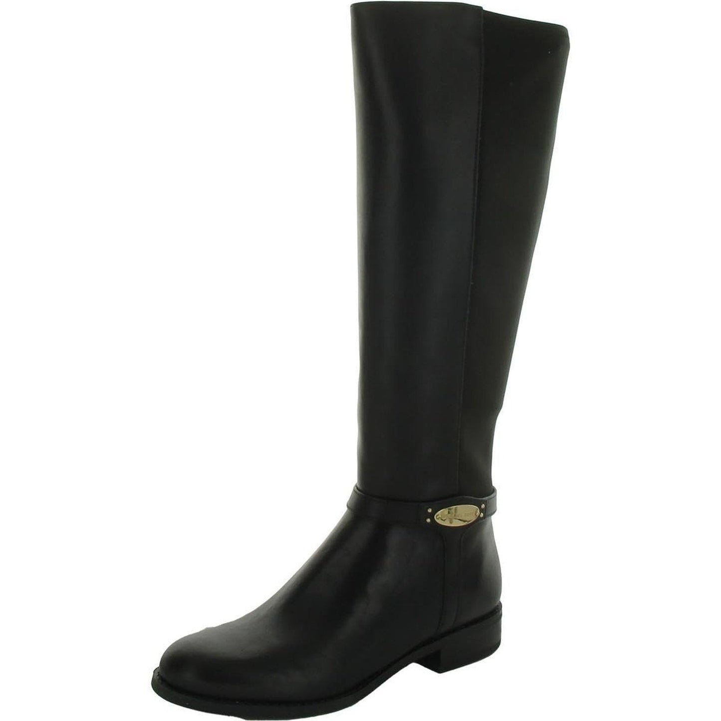 Michael Kors Women's Finley Leather and Logo Riding Boot Black Size 8.5 M Michael Kors