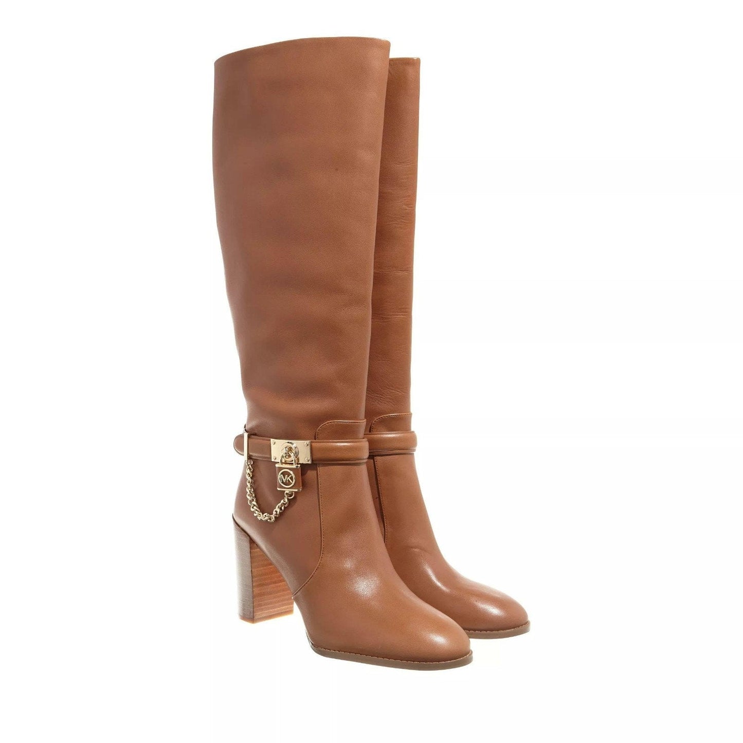 MICHAEL Michael Kors HAMILTON Embellished Leather Boot Heel Shoe Luggage 8 M Michael Kors