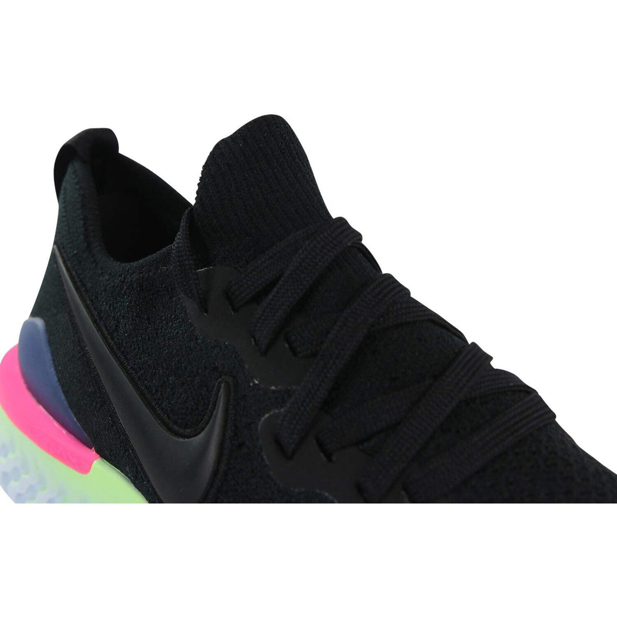 Nike Womens Epic React Flyknit 2 Black /Black Sapphire Sneakers, Size 5 B