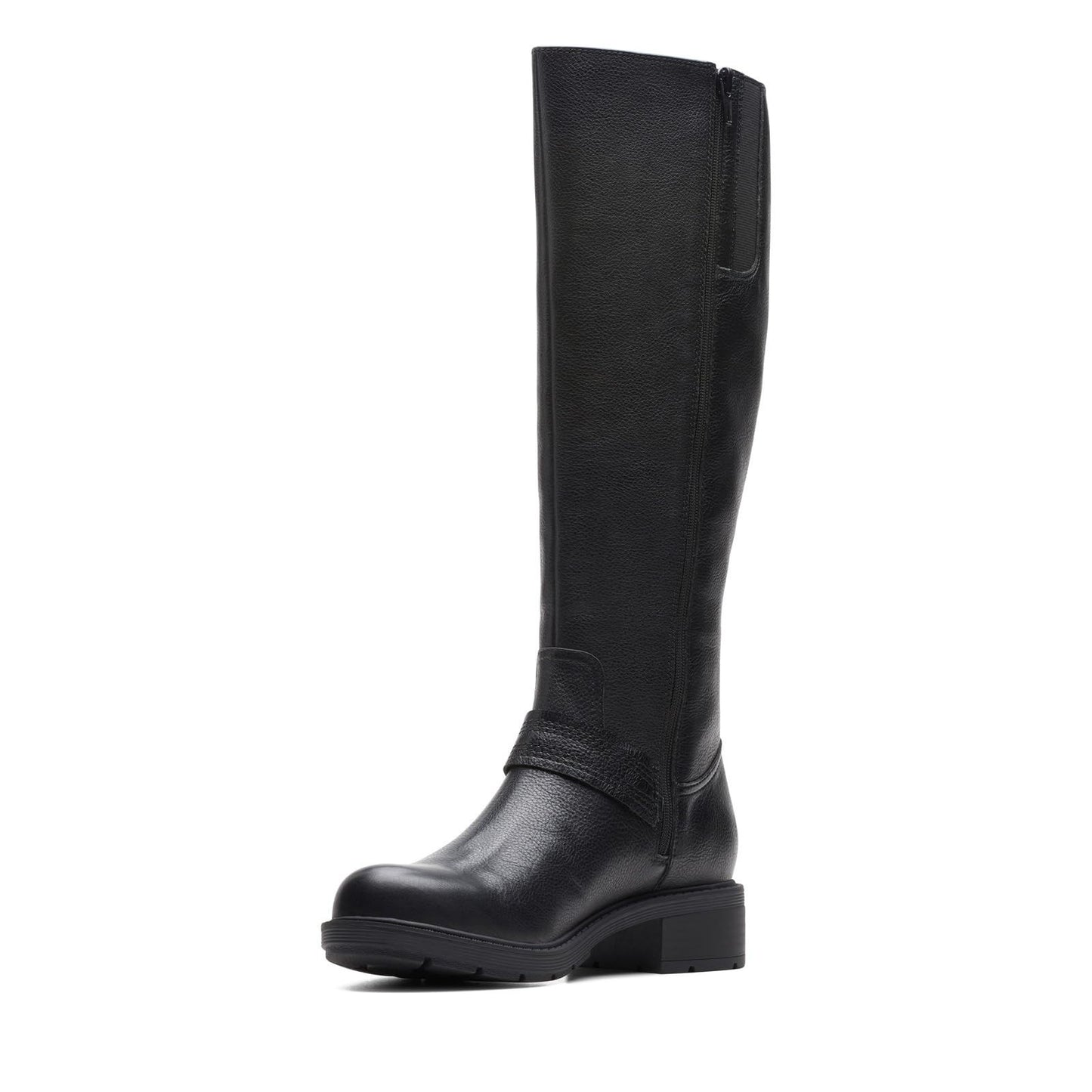 Clarks Hearth Rae Women's Black  Round Leather Heel Boot Size 8 M