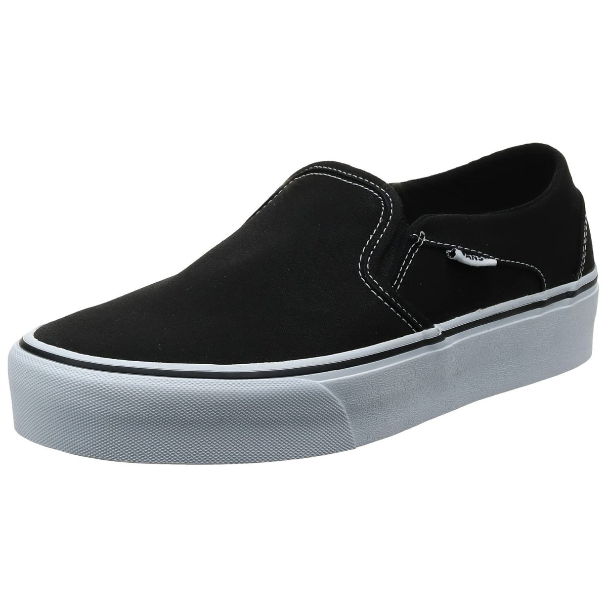 VANS Asher Canvas Women's Slip-On Casual Shoes Black Solid Logo 8