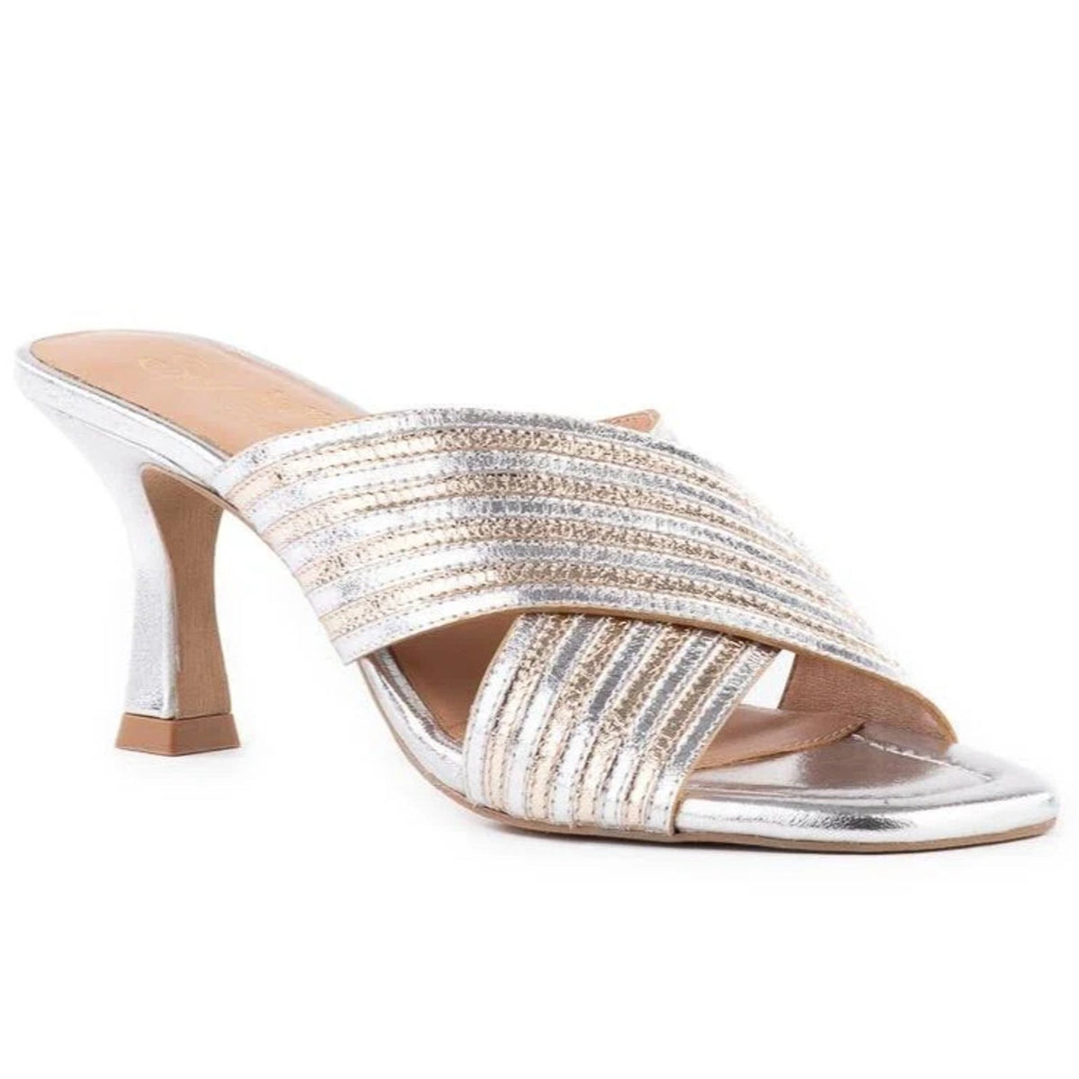 seychelles fleet Women's sandal heel metallic platinum Size 10 M