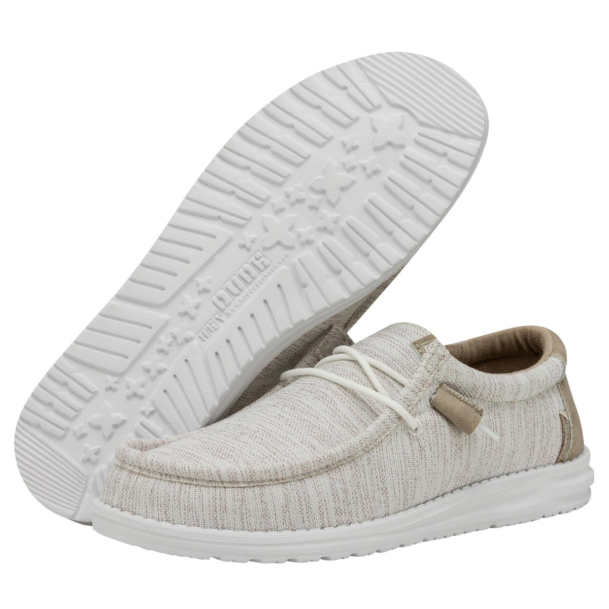 HEYDUDE Wally Ascend Stretch Woven Men's Slip-On Casual Shoes Ivory Coast 13