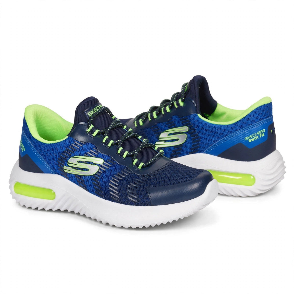 Skechers Swift Fit Kids Blue Hands Free Slip On Mesh Bungee Sneakers Size 13