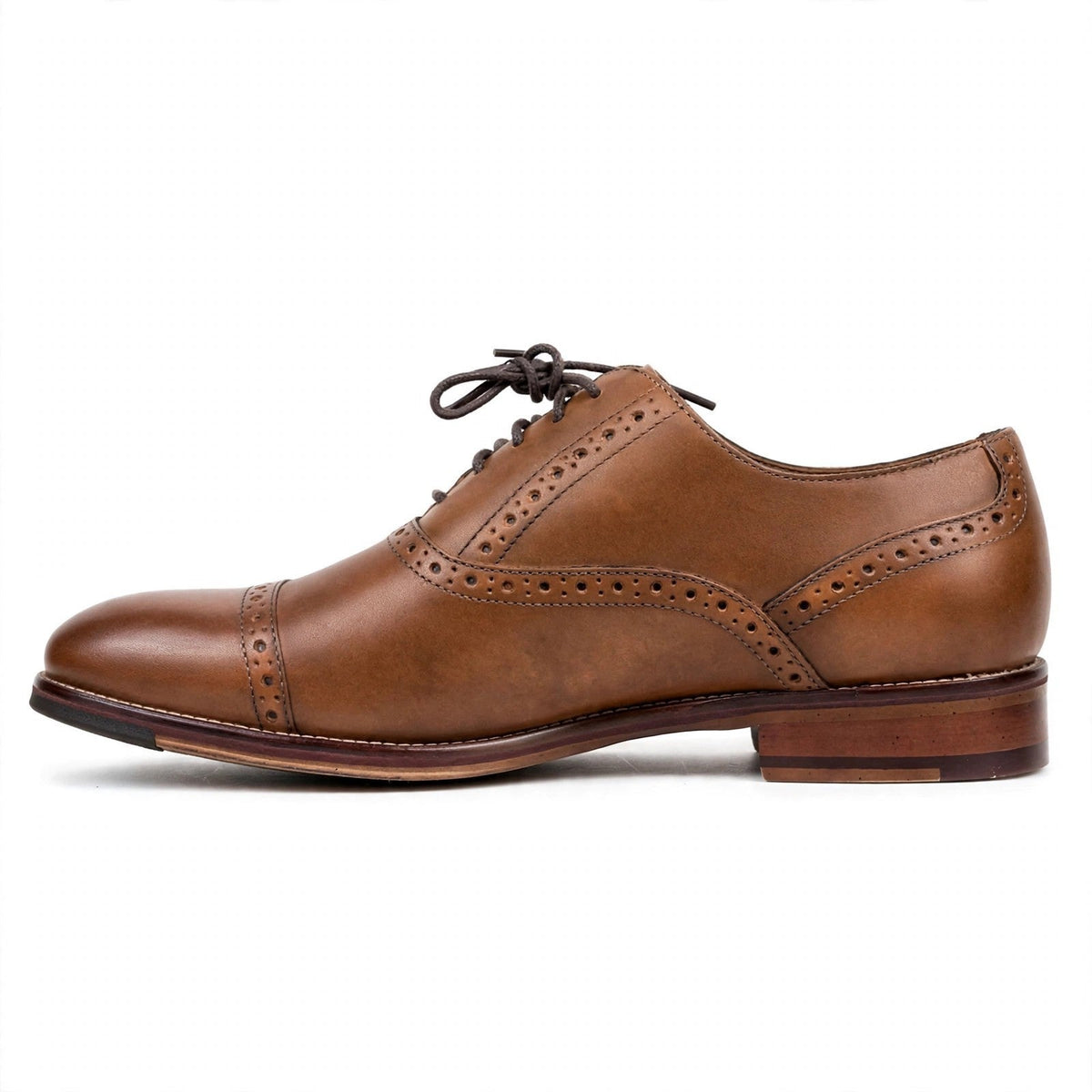 Johnston & Murphy Tabor Quarter Brogue Tan Leather Oxford Dress Shoes 11W