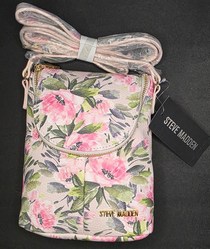 Steve Madden, Balexis Small Floral Crossbody Bag Pink Floral Adjustable Strap Steve Madden