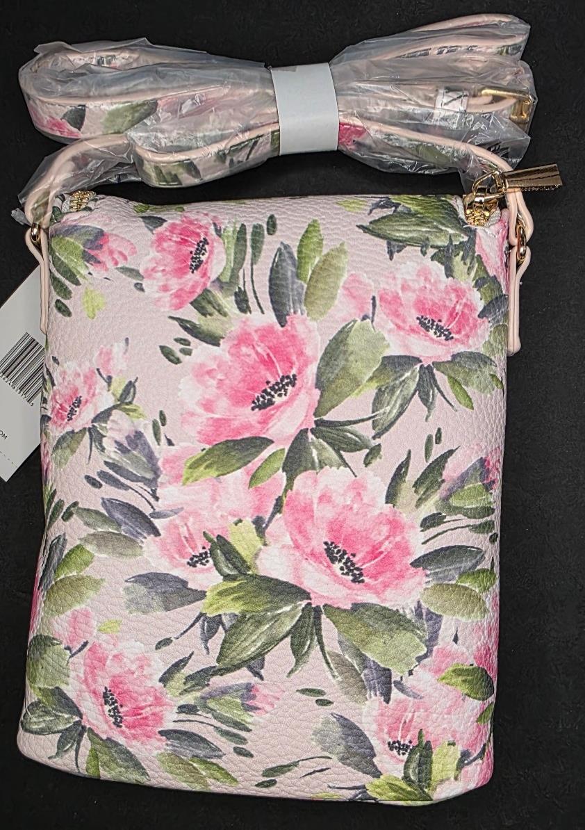 Steve Madden, Balexis Small Floral Crossbody Bag Pink Floral Adjustable Strap Steve Madden