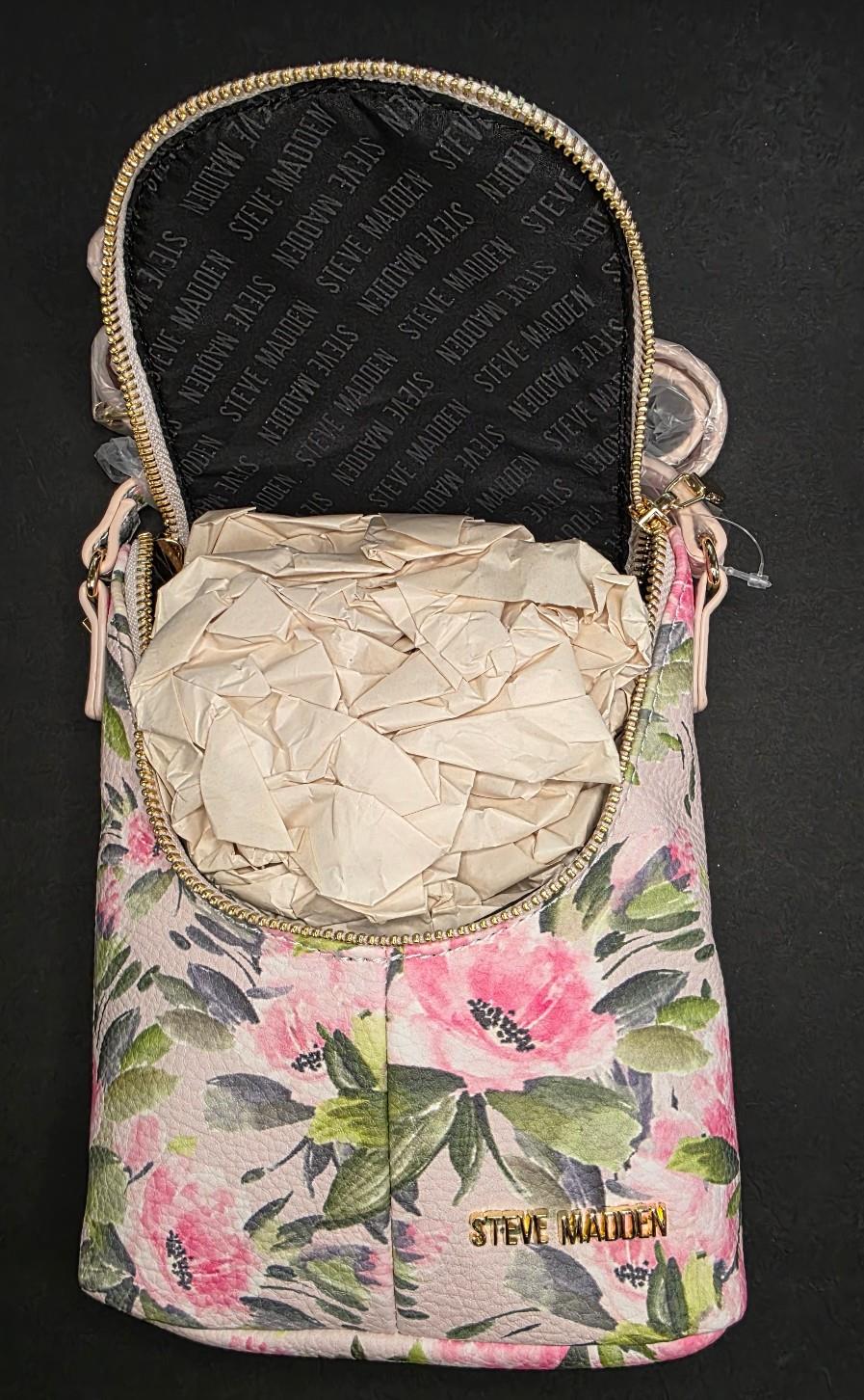 Steve Madden, Balexis Small Floral Crossbody Bag Pink Floral Adjustable Strap Steve Madden