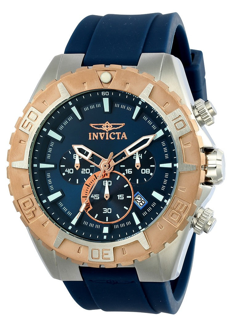 Invicta Aviator Blue Men's Watch Stainless Steel 49 mm Quartz Wristwatch Invicta