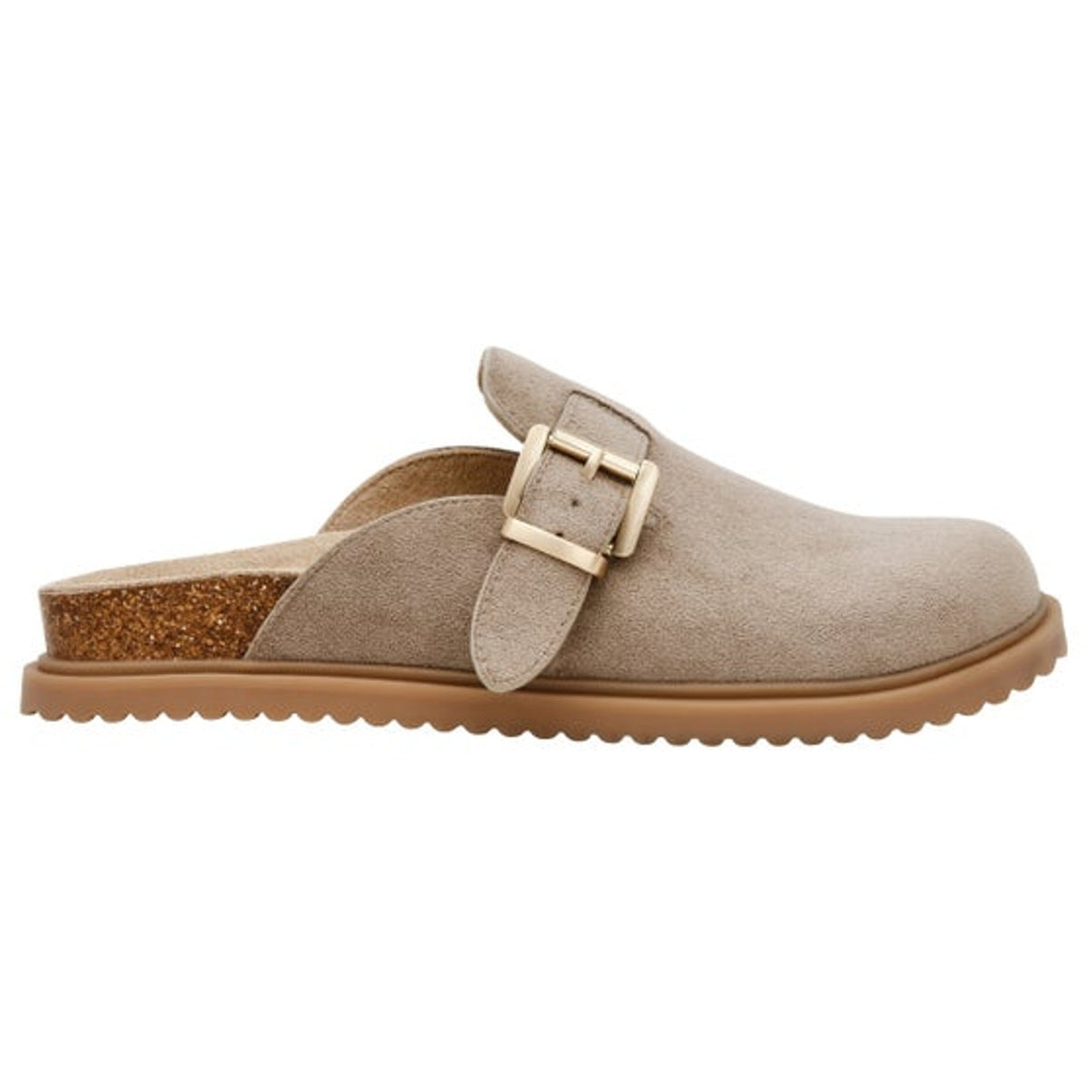 DV Dolce Vita Women's Comfortable Slip On Buckle Mules Faux Suede Beige Size 7