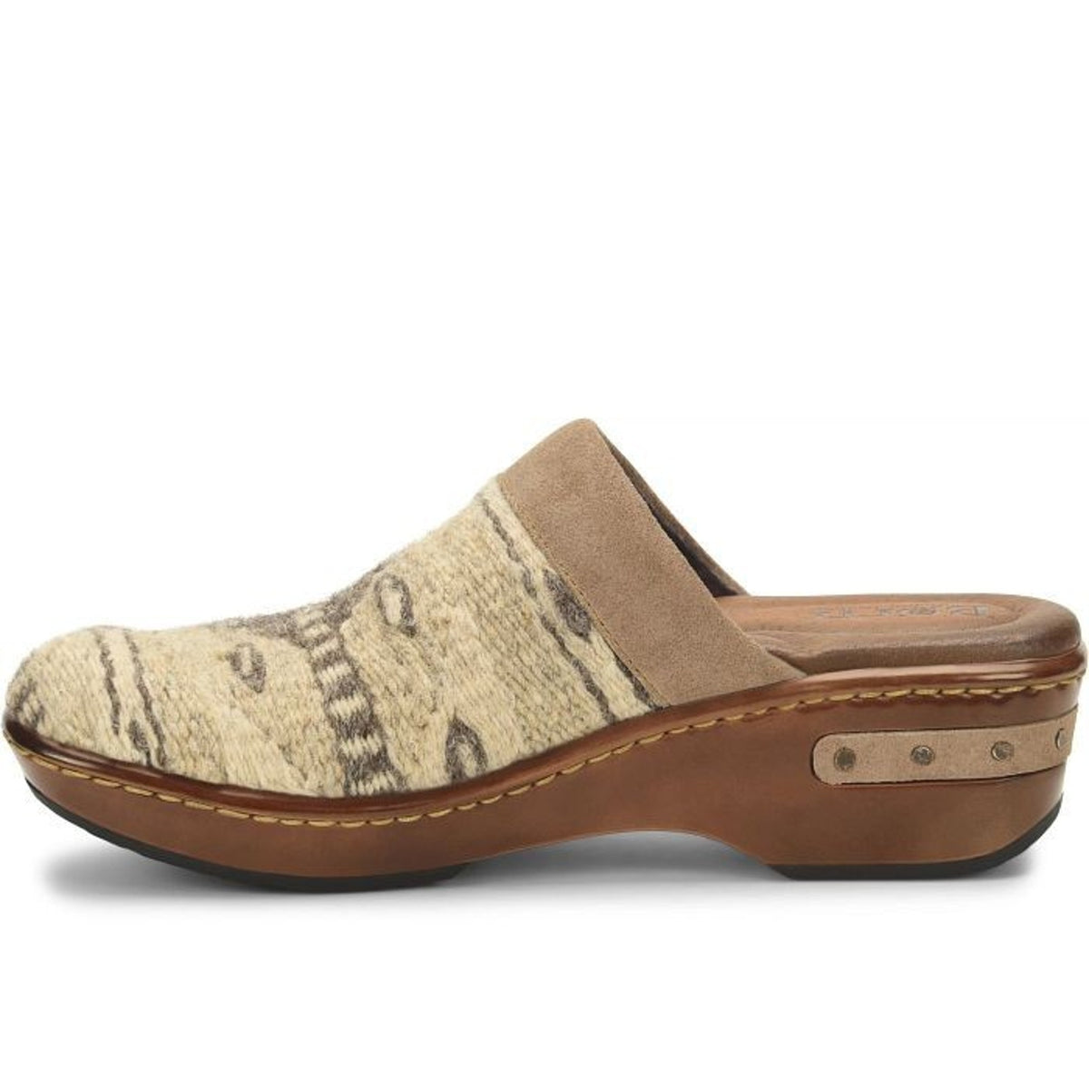 Born Bandy Taupe Birch Blanket Wool Womens Clogs Shoes Mules size 7