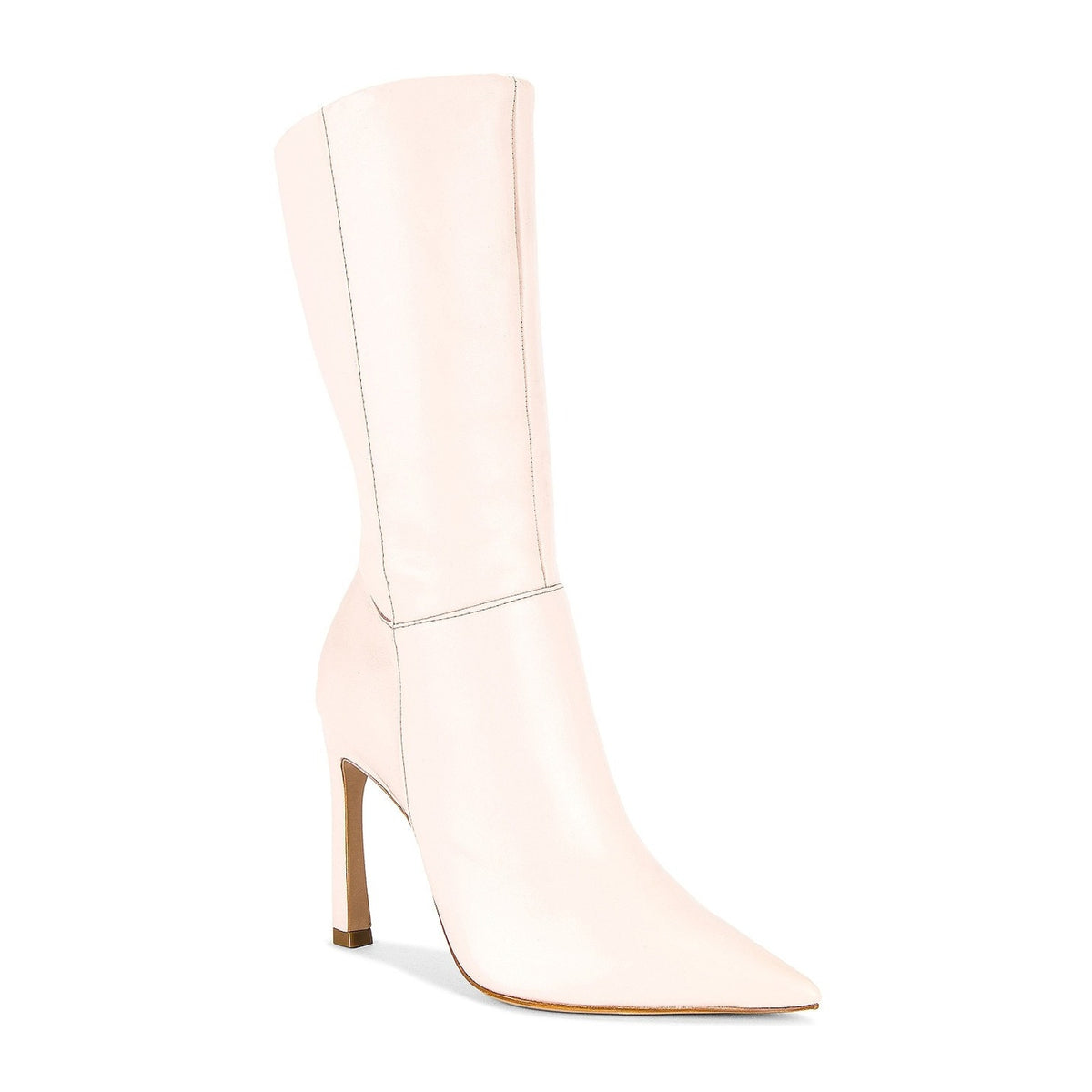 Women's Schutz Rose Nude Leather Bonita Block High Heel Boots 9.5 B