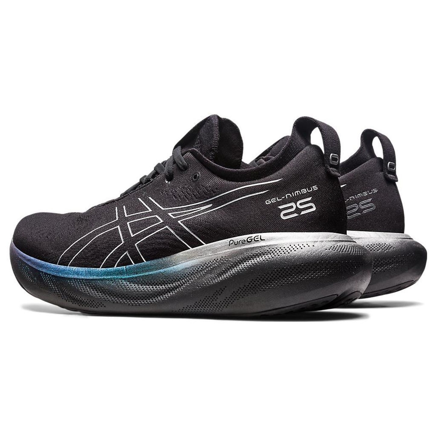 Asics GEL-Nimbus 25 platinum Women's 9.5M Running shoes lowtop Black pure silver