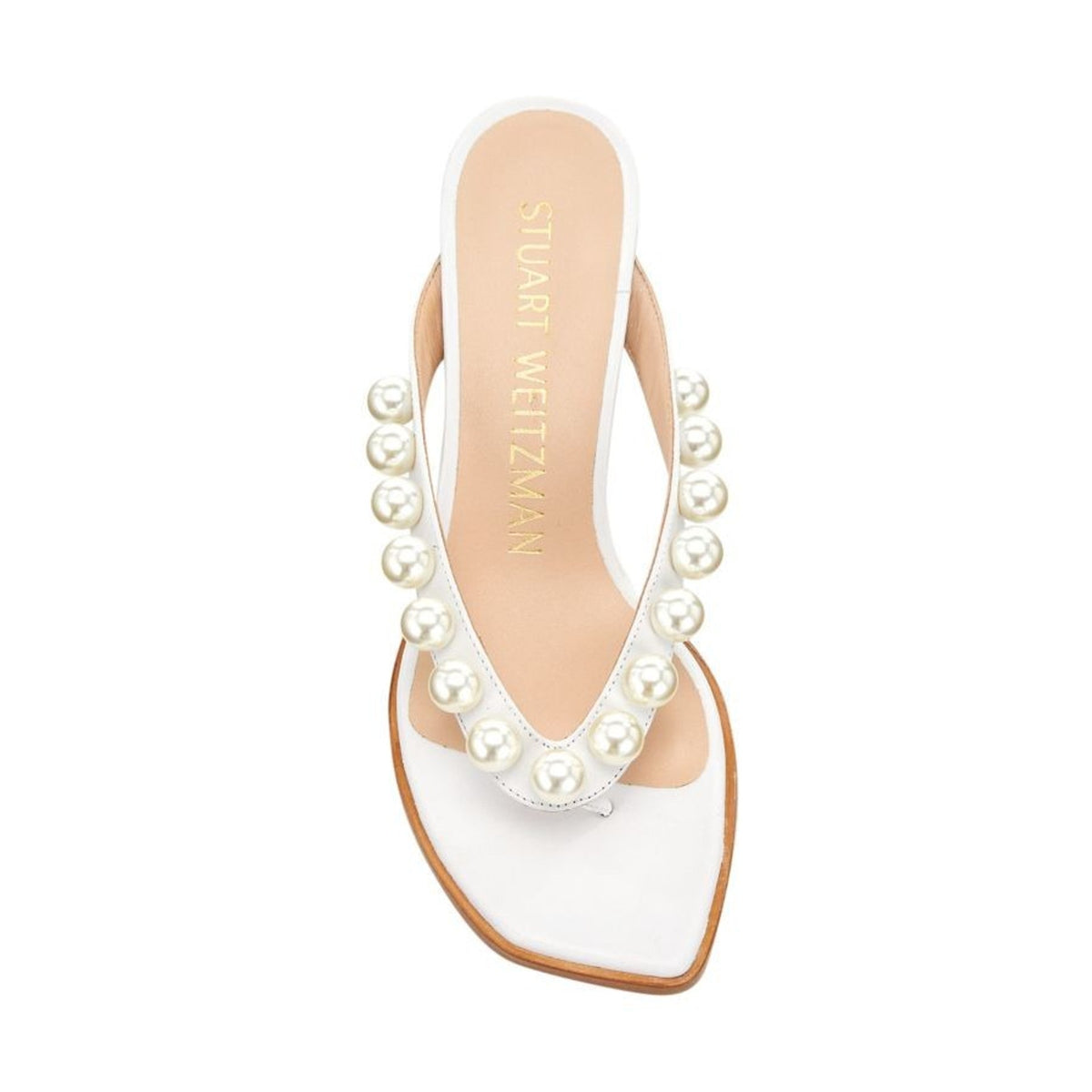 Stuart Weitzman Goldie 50 Sandal Embellished Leather BlockHeel Thong Sandals 8 B