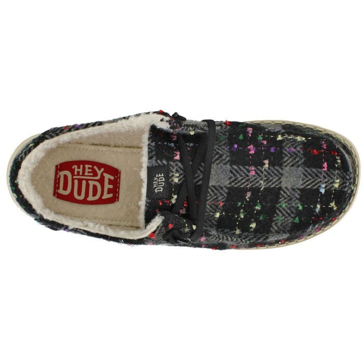 HEYDUDE Wendy Confetti Plaid Women's Shoes Cozy Black/Multi Size 10