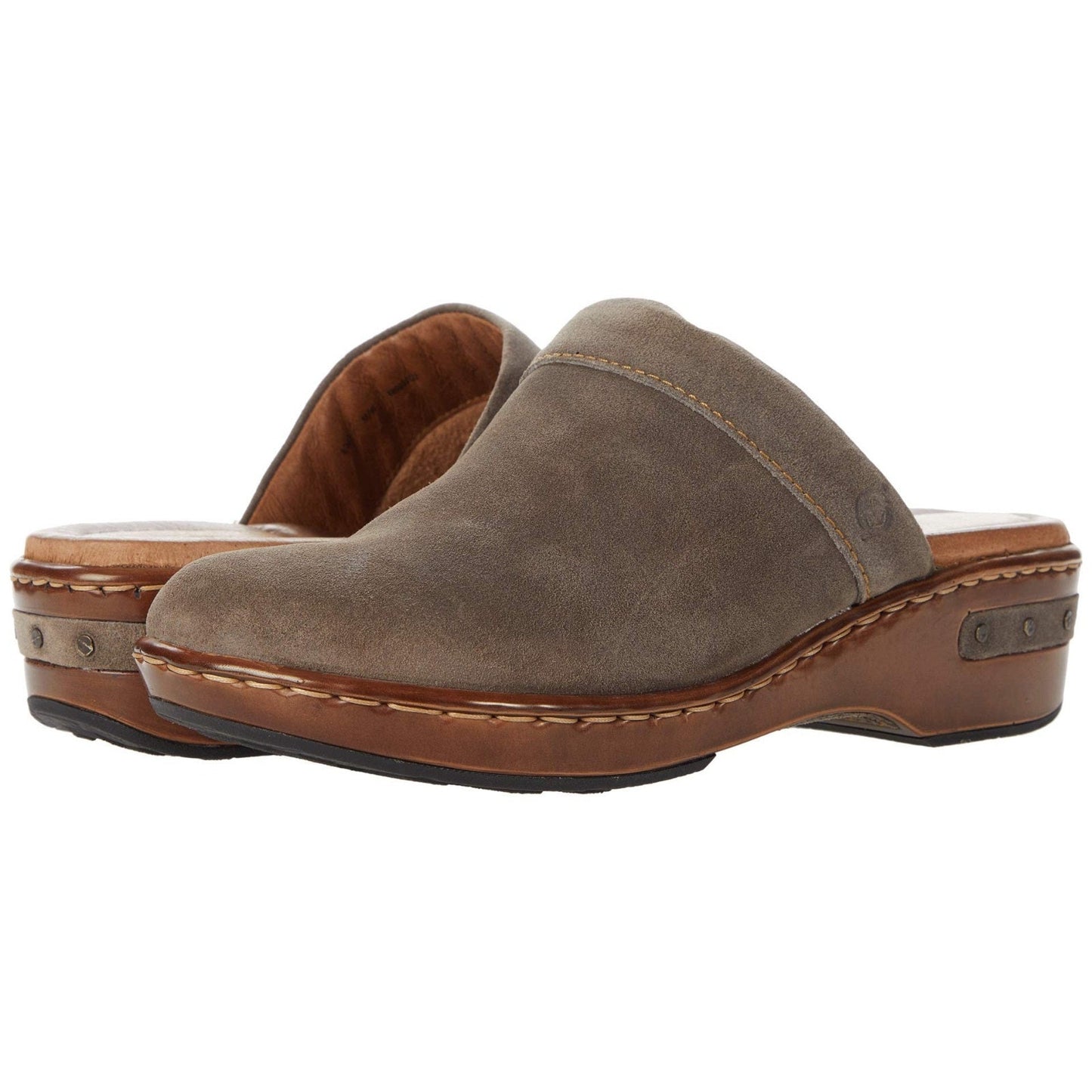 Born Bandy Clog Grey Distressed Leather Slip On Shoes Casual Women's Size 9 M