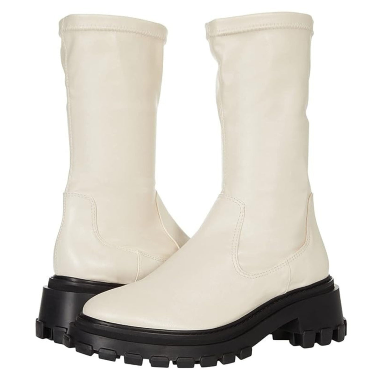 Schutz Lug Sole Soft Leather Stretch Ankle Boots Egg Shell 9.5 M