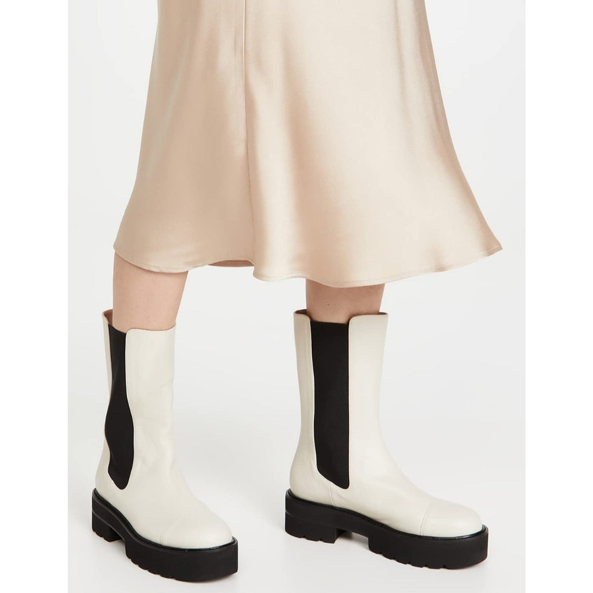 Stuart Weitzman Presley Ultralift 50mm platform boots Oat, Off White Size 11 M
