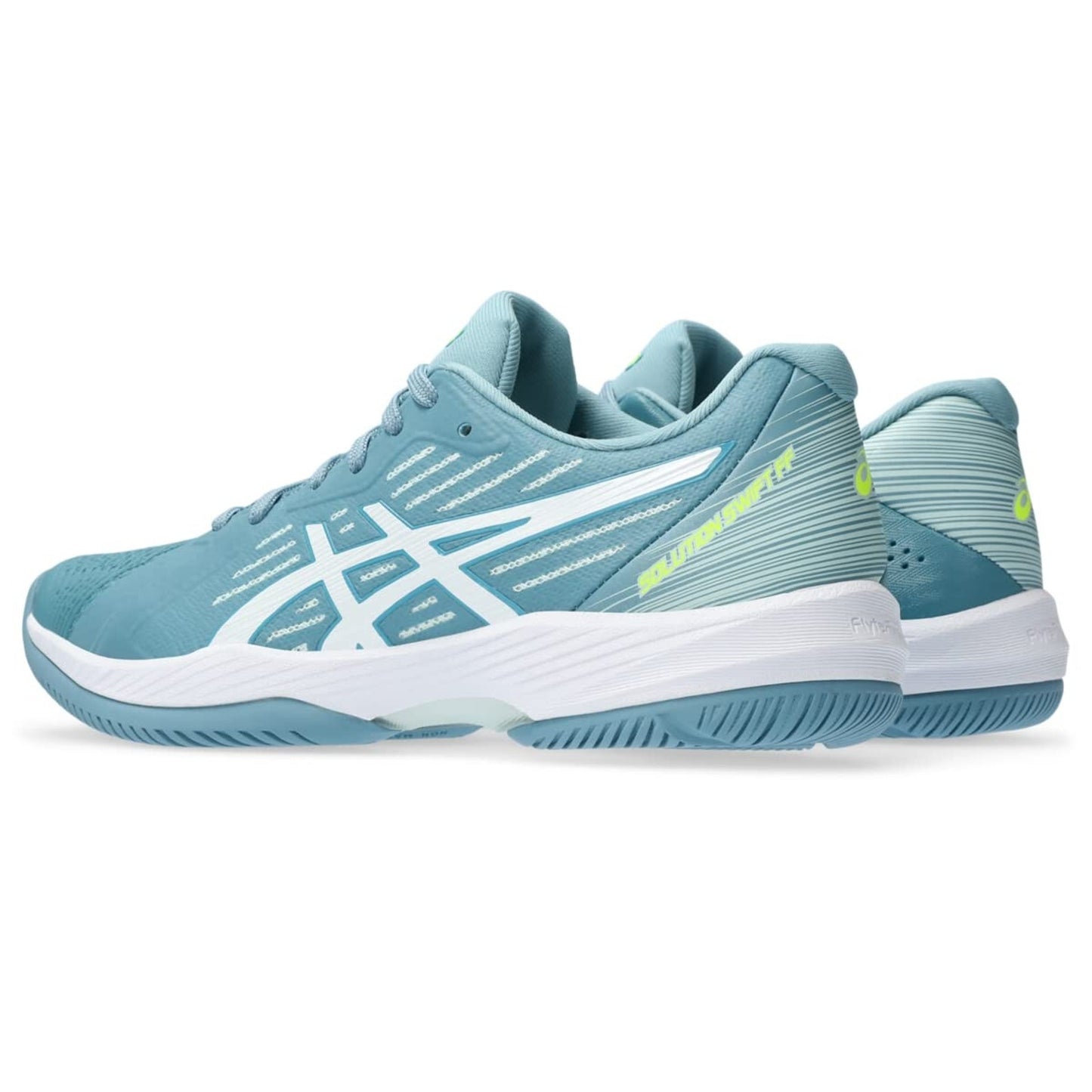 ASICS Women's Solution Swift FlyteFoam Court Tennis Shoes, 9.5, GRIS Blue/White