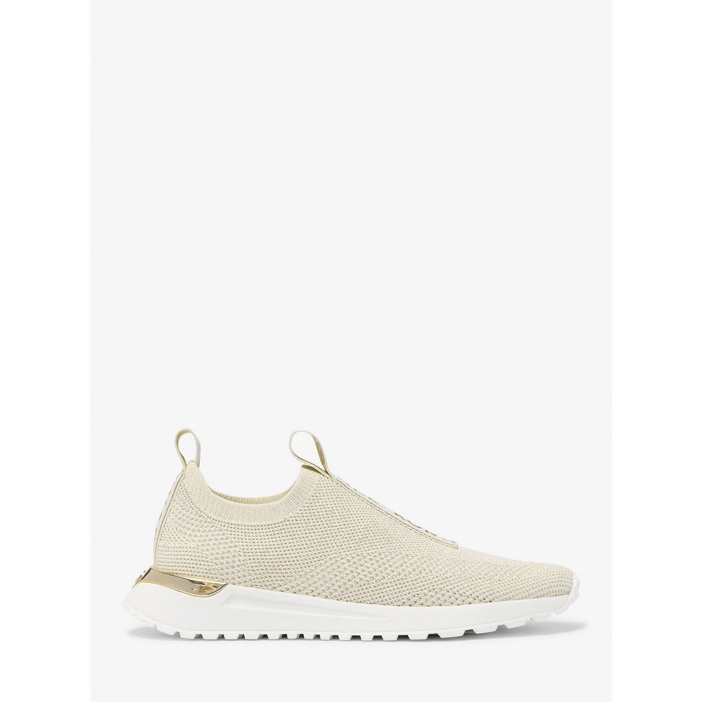 MICHAEL KORS women Bodie Knit Slip-On Sneaker stretched fabric Pale Gold 9 M Michael Kors