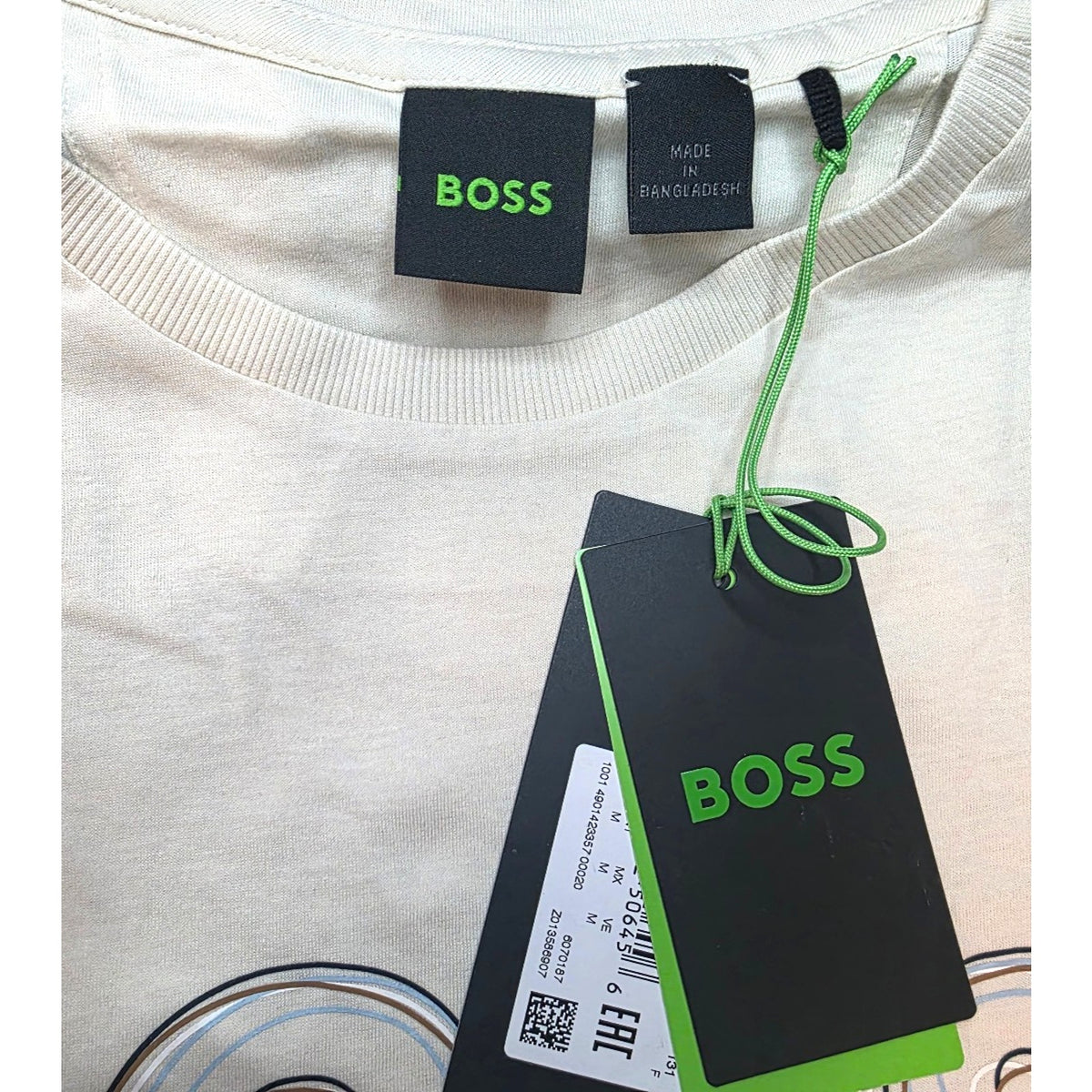 BOSS Men's Scribble Logo Jersey Cotton T-Shirt, Oat Milk, Medium