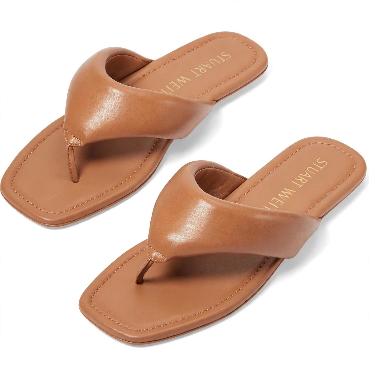 Stuart Weitzman Maui Flip Flop Tan Nappa Leather Womens 5.5 New