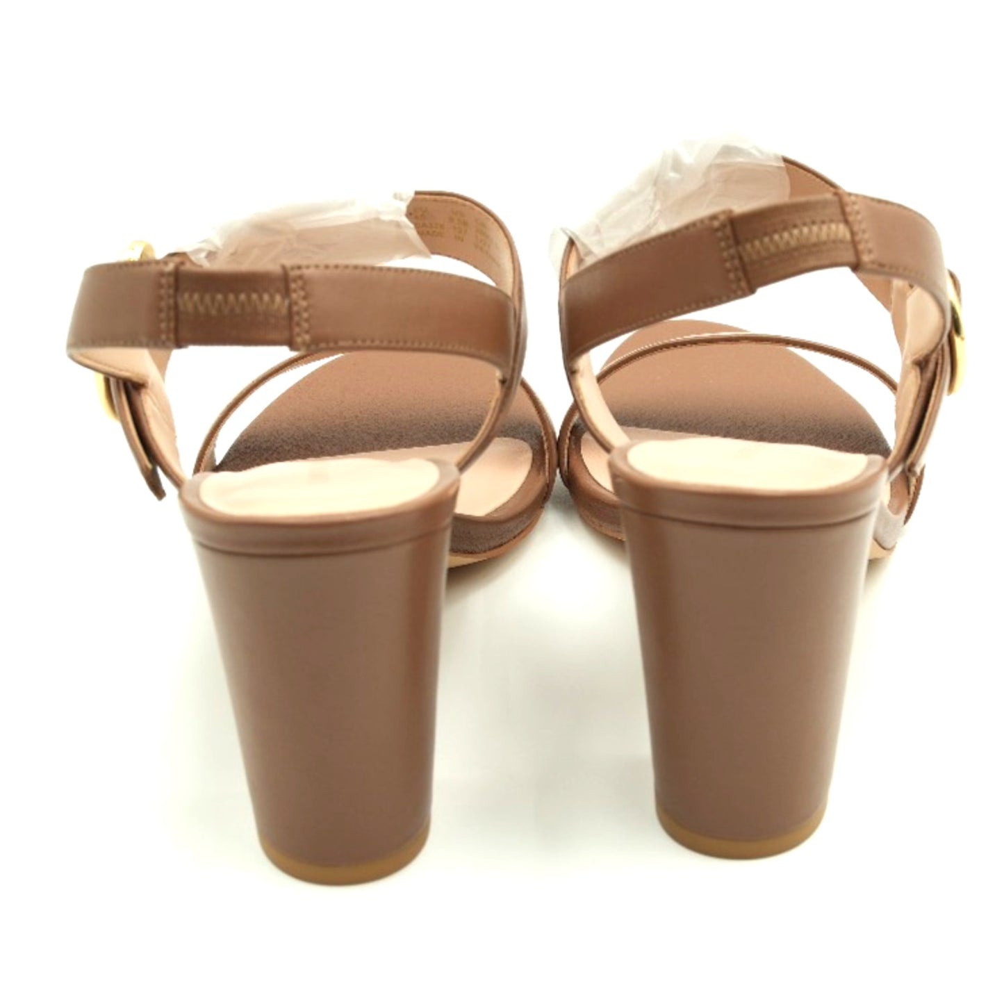 Stuart Weitzman Women's Sandal Pearlring Block 75 leather Camel size 9.5