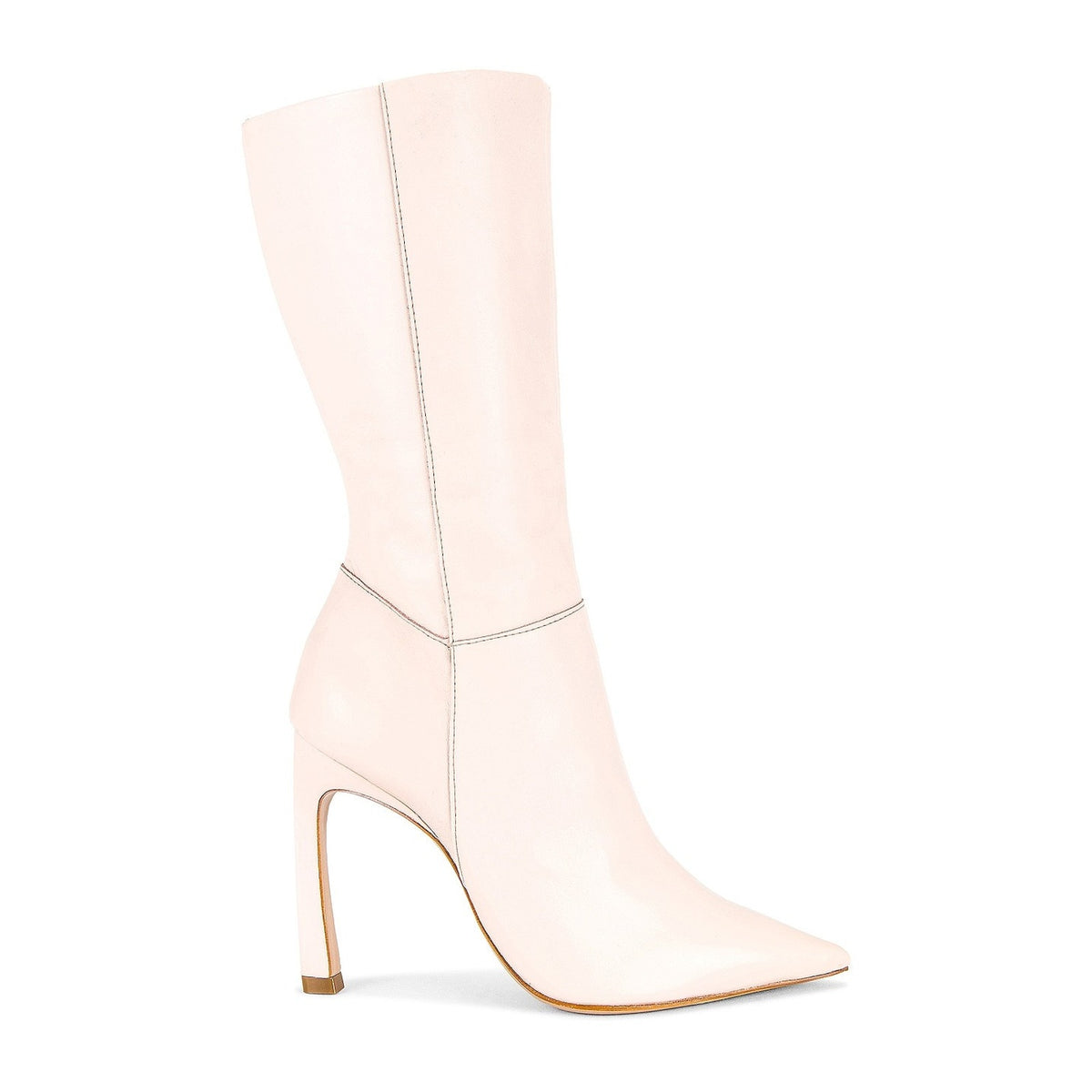 Women's Schutz Rose Nude Leather Bonita Block High Heel Boots 9.5 B