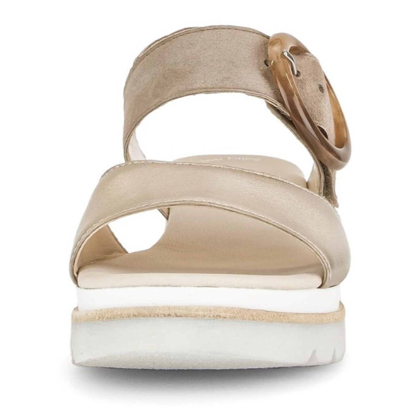 Gabor Women's 64.645 Puder Rabbit Leather Wedge Sandals Silver beige Size 8.5 M