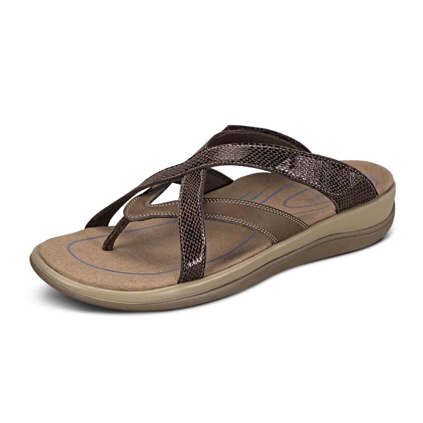 Orthofeet Clio Womens 9.5 M Brown Flip Flops Thong Sandals Slip On Arch Supportn