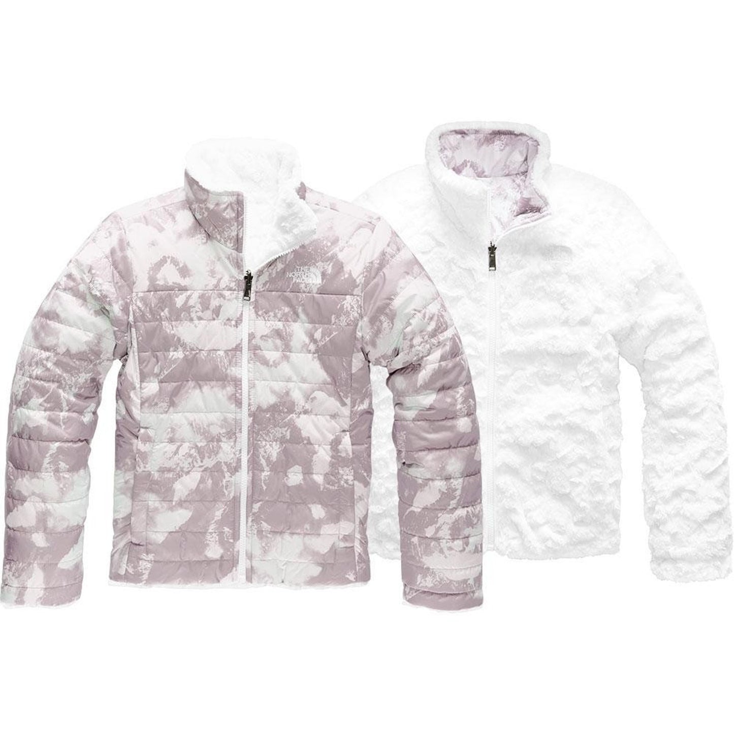 THE NORTH FACE Girl's Reversible Mossbud Swirl Jacket, Ashen Purple Medium 10/12