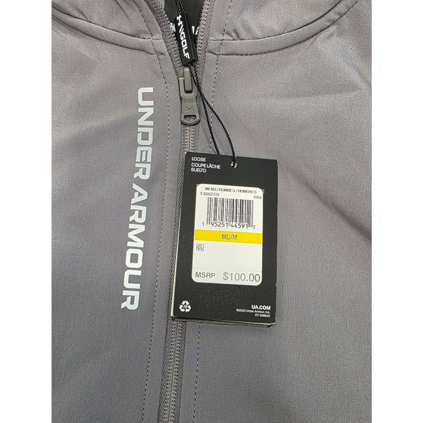 Under Armour Storm Evo Daytona HZ 3/4 Zip Mens Jacket Concrete/Gray Size Medium