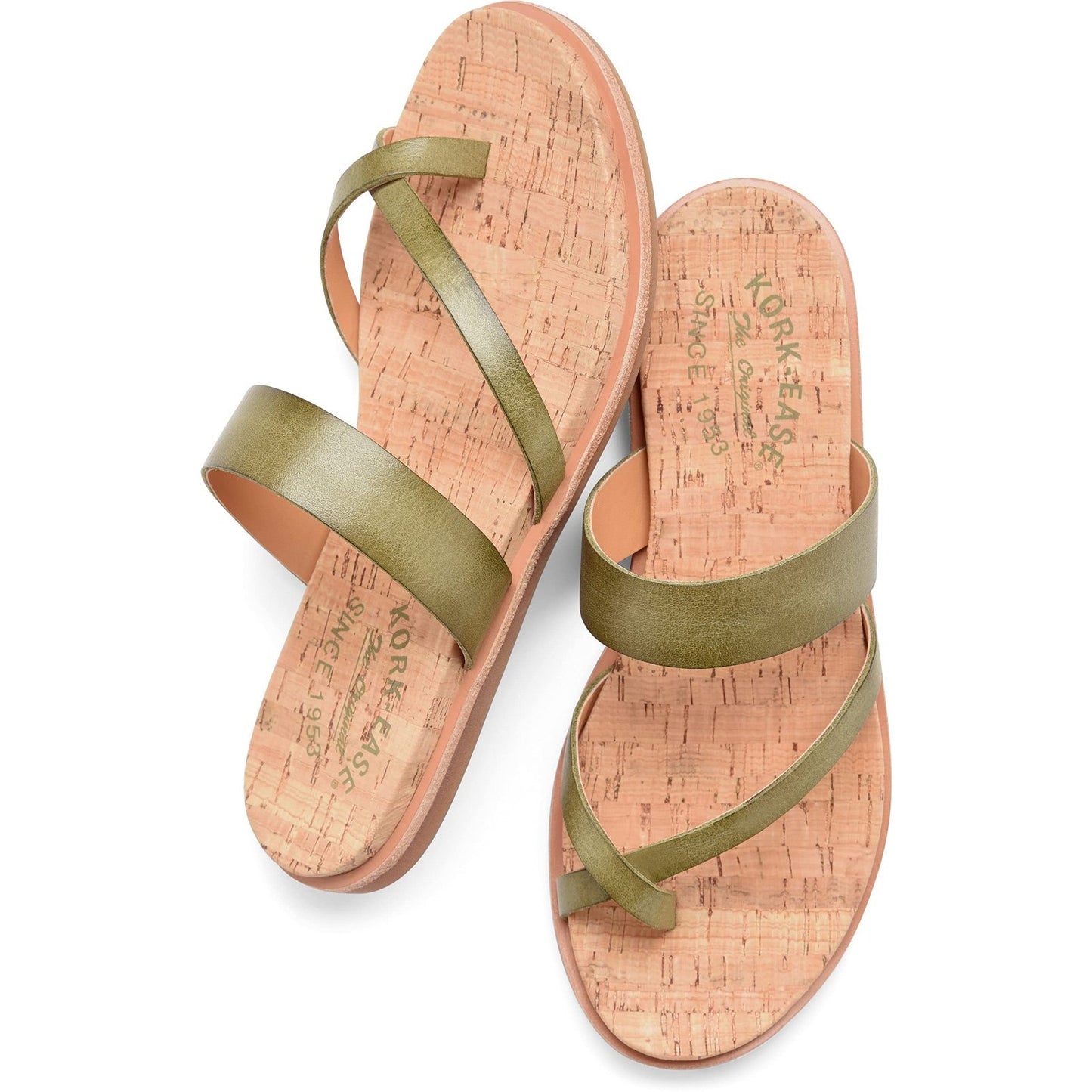 NIB KORK-EASE Women's Light Green Leather Belinda Flat Comfort Sandal sz 6