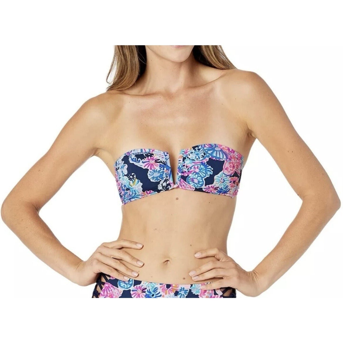 Lilly Pulitzer Niall Bikini Top High Tide Navy In Turtle Amazement Size 2