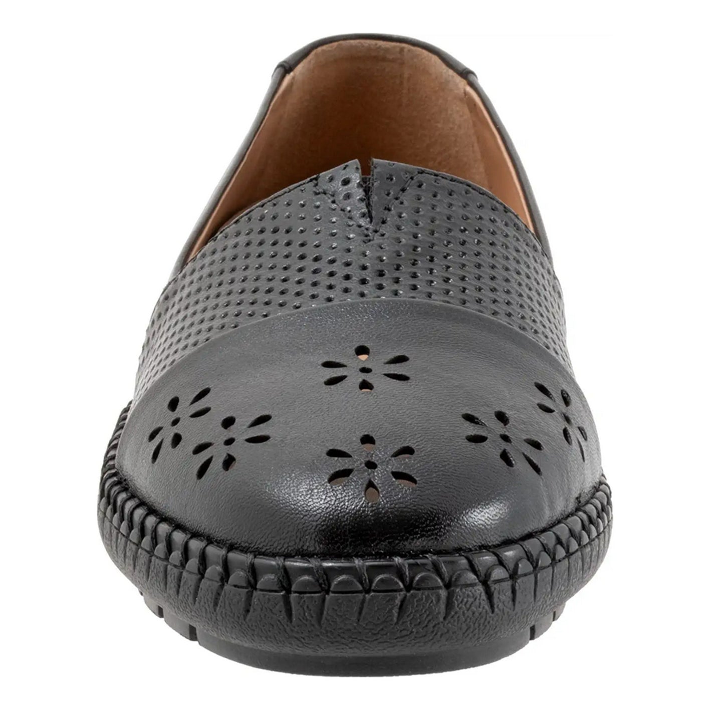 Trotters Women's Ruby Perf Loafers Black Leather 9.5 Narrow