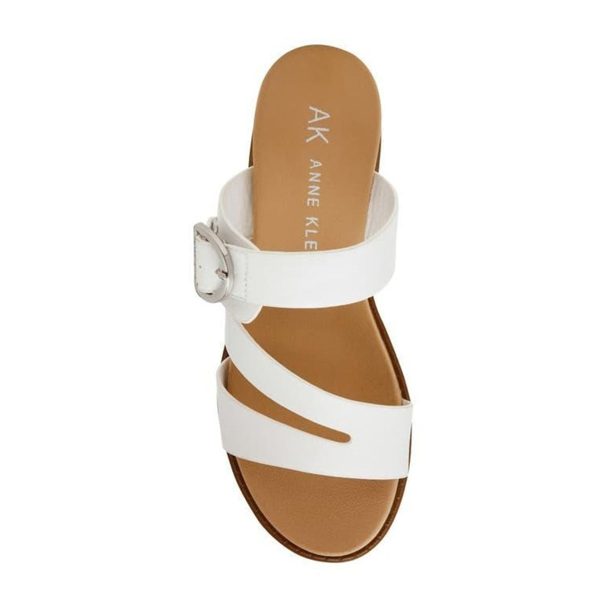 Anne Klein Lalasa Womens Wedge Sandal White Buckle Strap Size 8.5