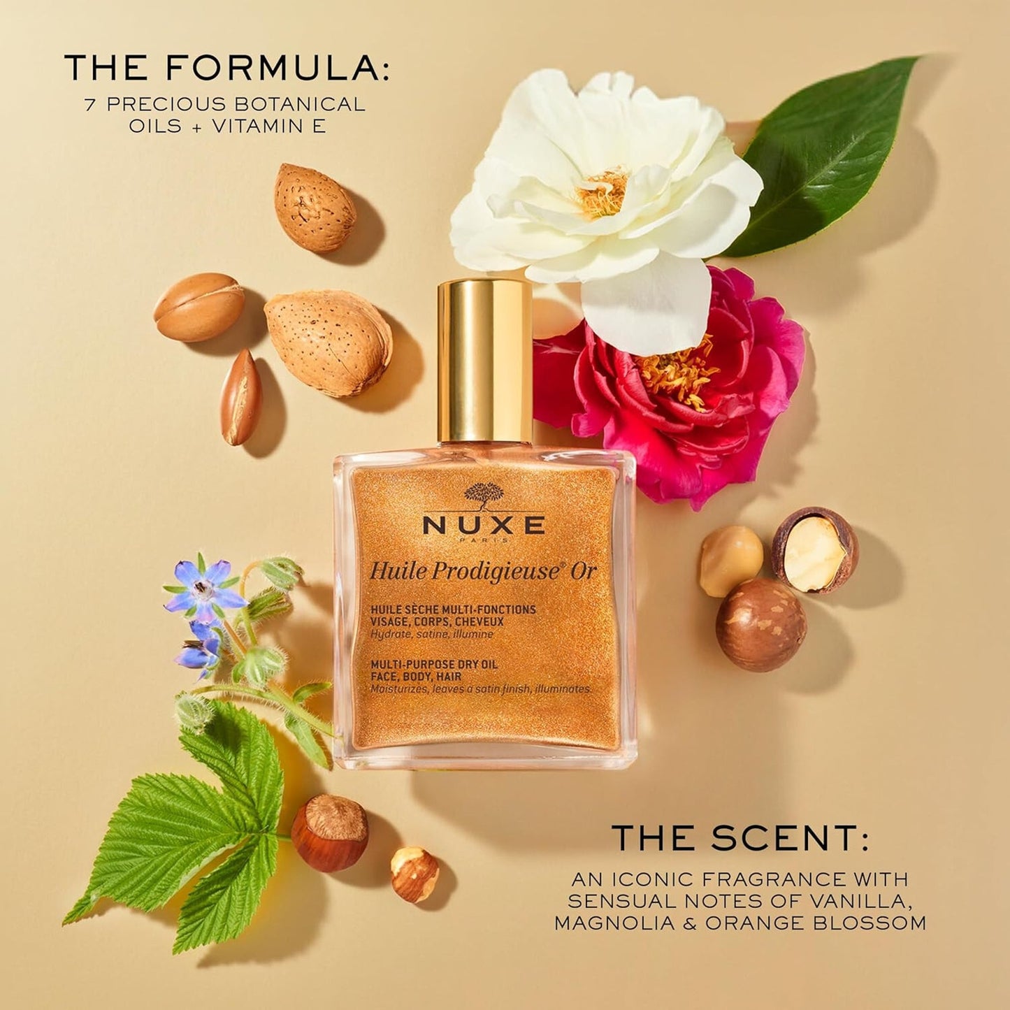 2 Pack Nuxe Huile Prodigieuse OR Golden Shimmer Oil Face Body & Hair (50ml) each