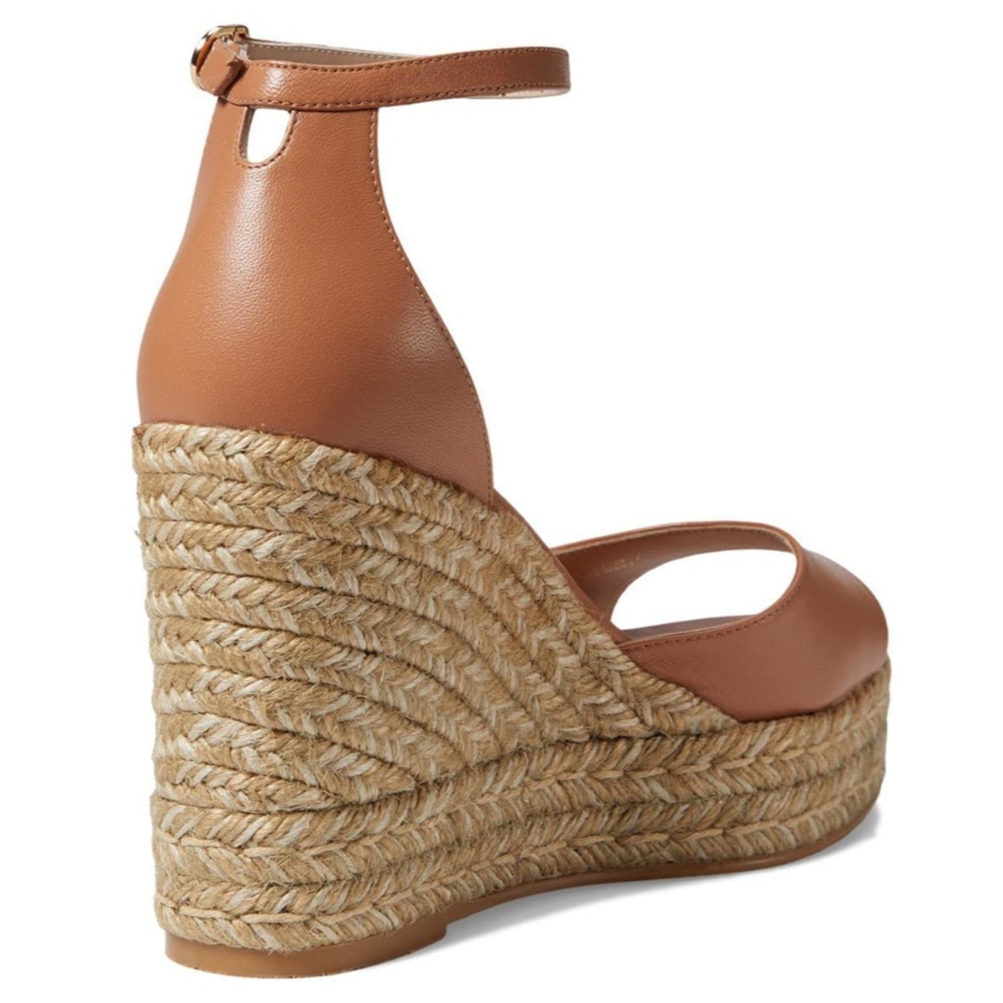 Stuart Weitzman Espadrilles Nudistcurve Wedge Women Sandal Tan Leather Shoes 9 B