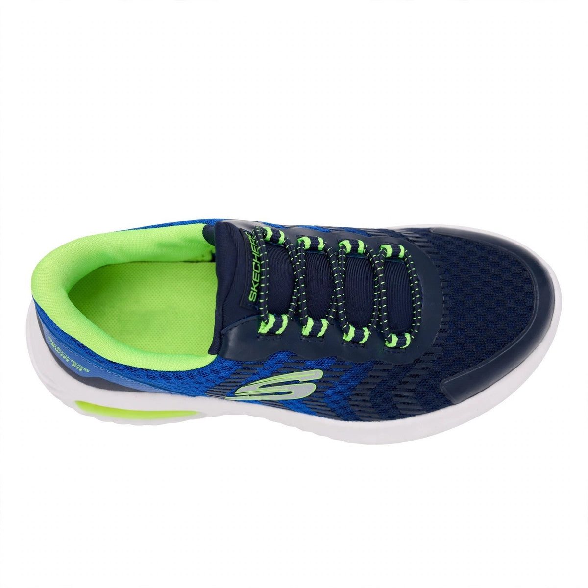Skechers Swift Fit Kids Blue Hands Free Slip On Mesh Bungee Sneakers Size 12