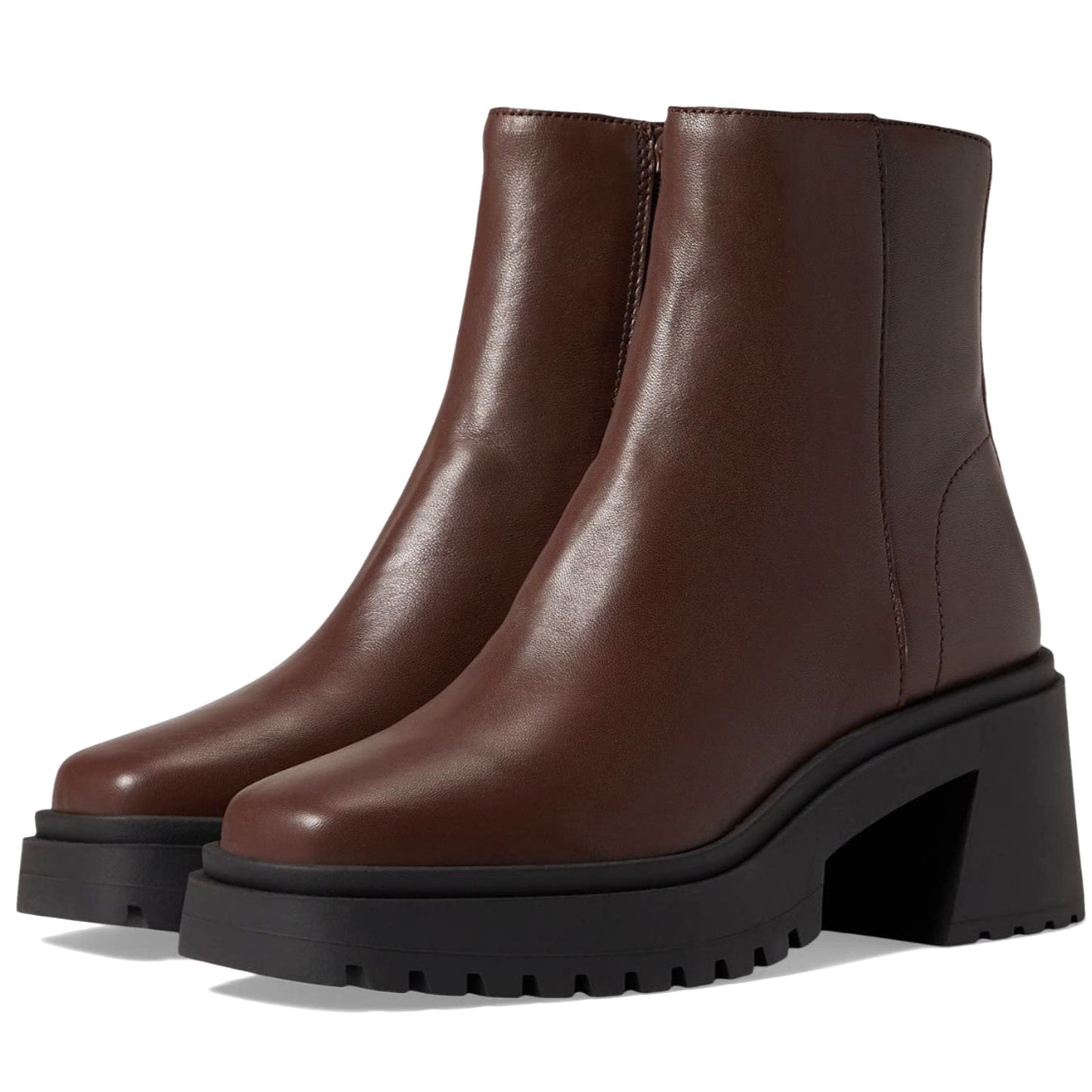 Steve Madden Fella Platform Boots Womens 7.5 M Brown Leather Chunky Heel Zipper