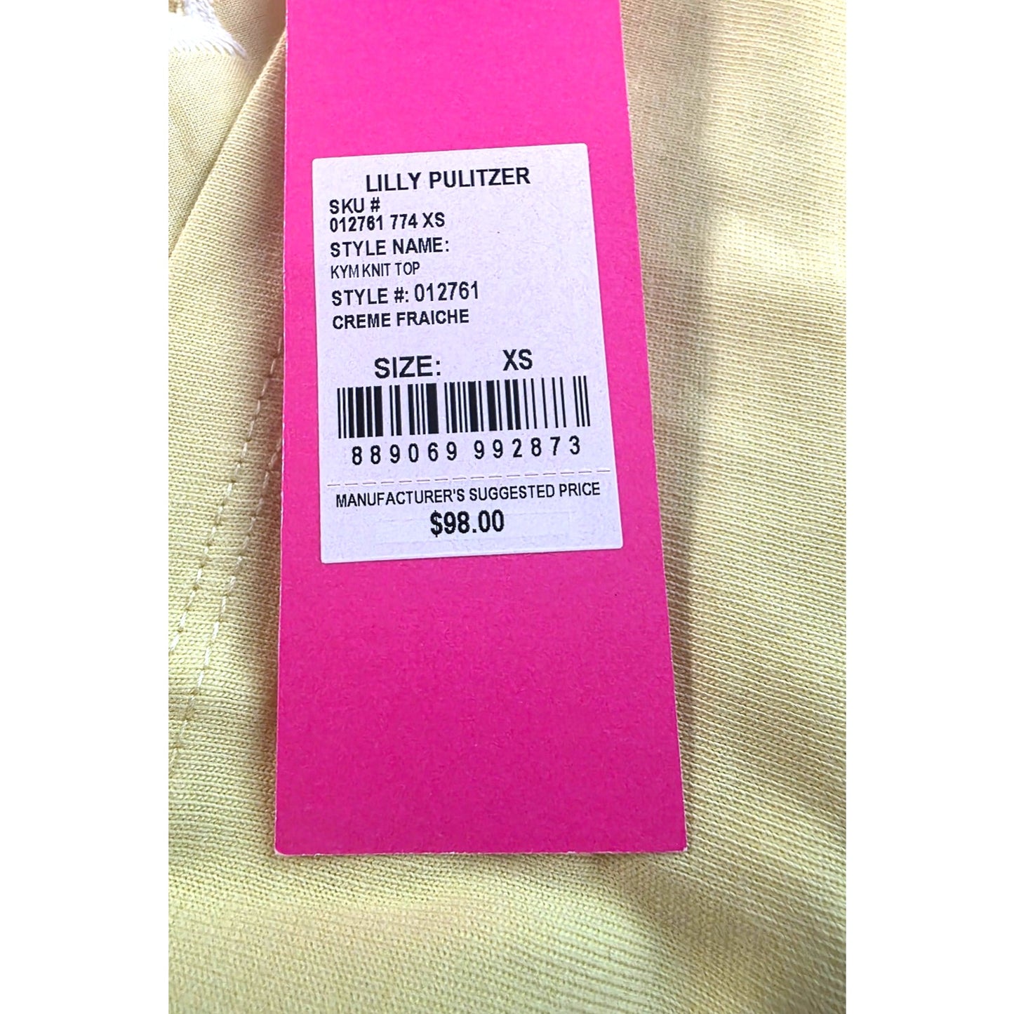 Lilly Pulitzer KYM KNIT TOP, CREME FRAICHE Shoulder top in yellow size XS
