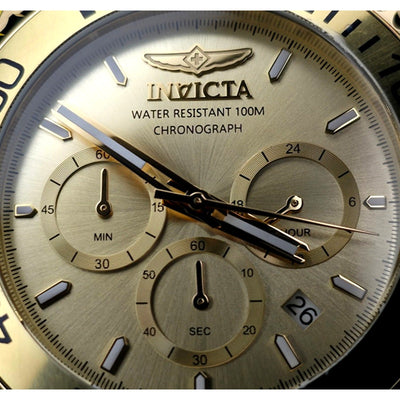 Invicta Pro Diver Titan Men's Luxury Watch Chrono Gold Dial - 43mm, Gold Invicta