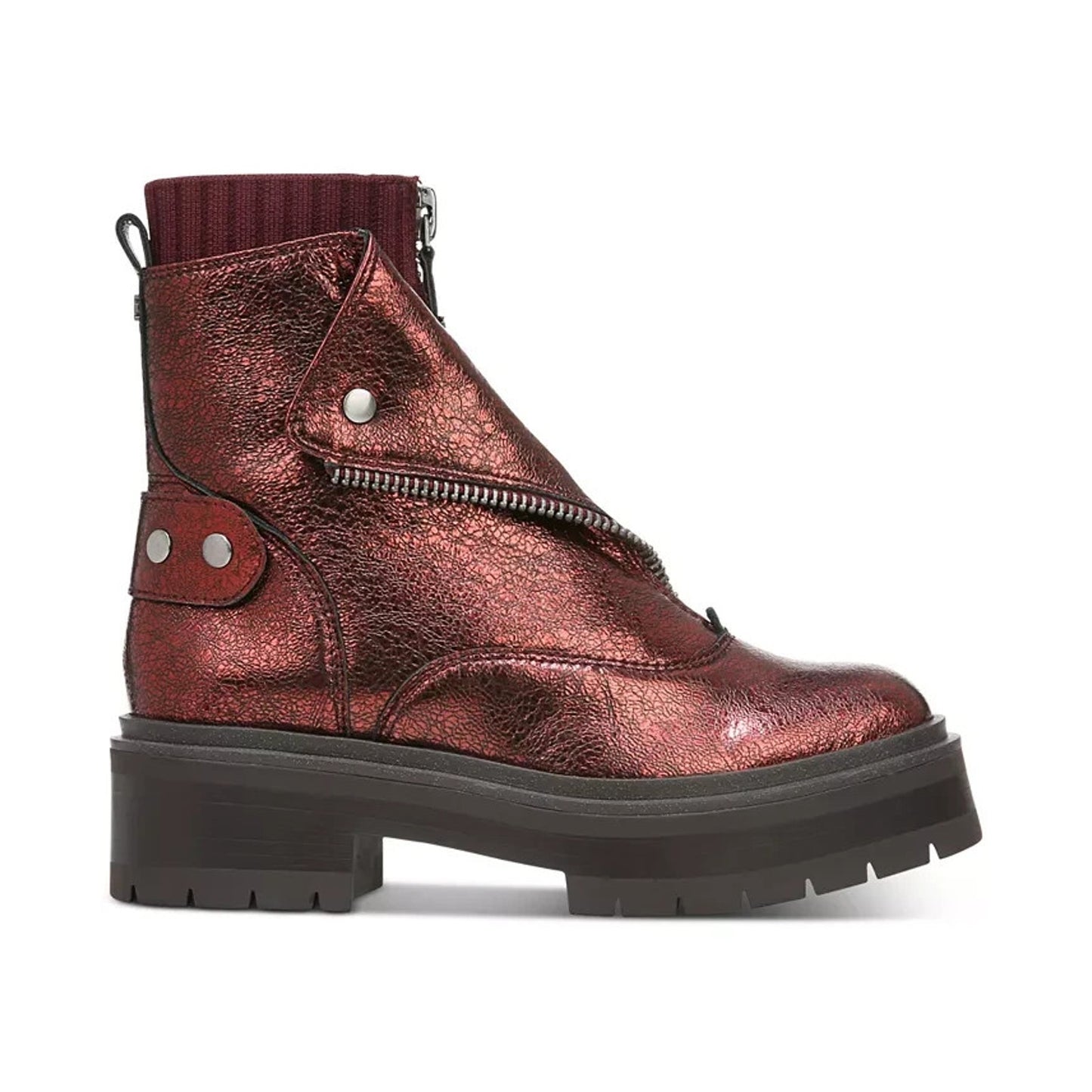 Sam Edelman Womens Linds Ankle Boots Lug Sole Center Zip Moto Leather 8 M